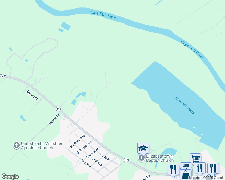 map of restaurants, bars, coffee shops, grocery stores, and more near 2407 Chestnut Lane in Elizabethtown