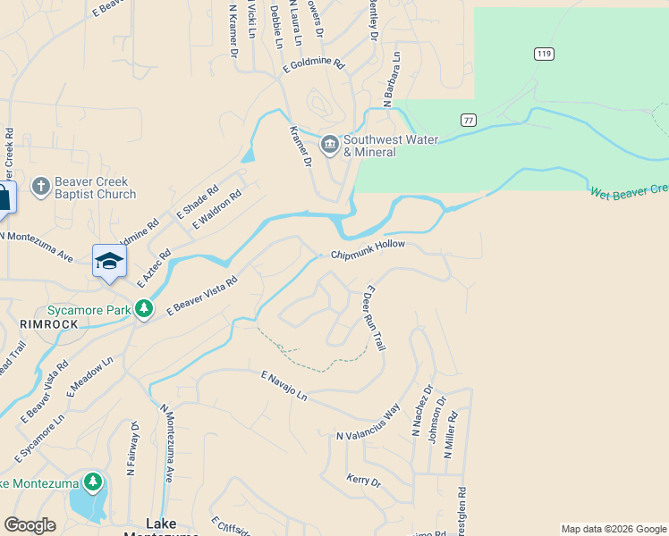 map of restaurants, bars, coffee shops, grocery stores, and more near 4600 East Gunsmoke Pass in Lake Montezuma