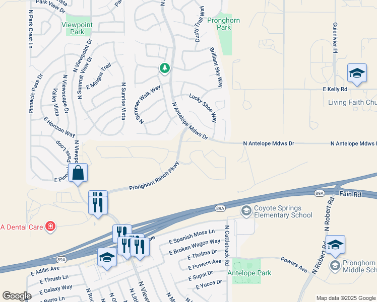 map of restaurants, bars, coffee shops, grocery stores, and more near 7797 East Annabel Way in Prescott Valley