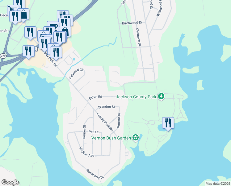 map of restaurants, bars, coffee shops, grocery stores, and more near 1606 Byron Road in Scottsboro