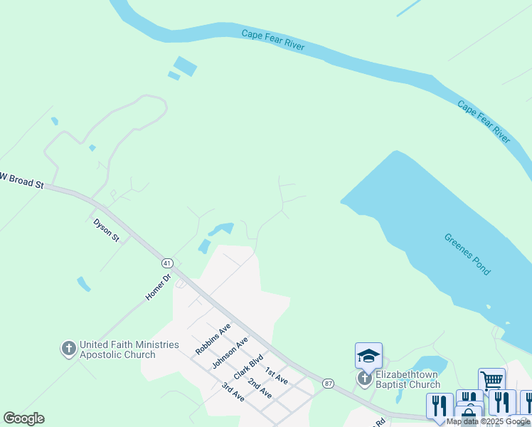 map of restaurants, bars, coffee shops, grocery stores, and more near 405 Harwood Street in Elizabethtown