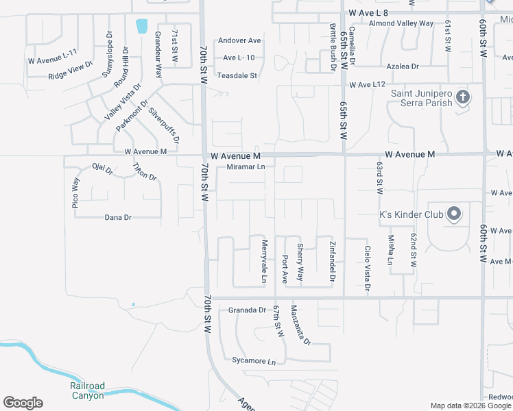 map of restaurants, bars, coffee shops, grocery stores, and more near 41845 Grenache Lane in Palmdale