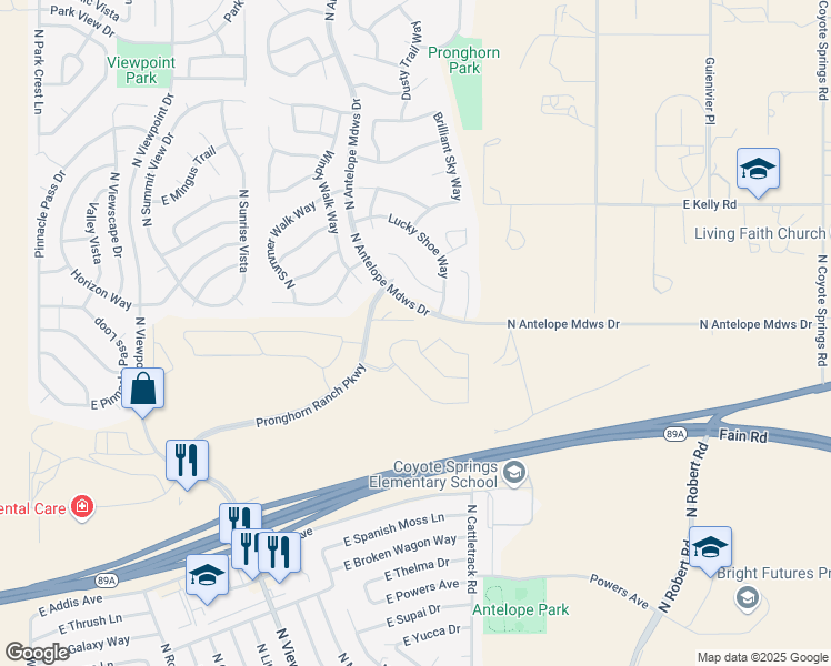 map of restaurants, bars, coffee shops, grocery stores, and more near 7761 East Annabel Way in Prescott Valley