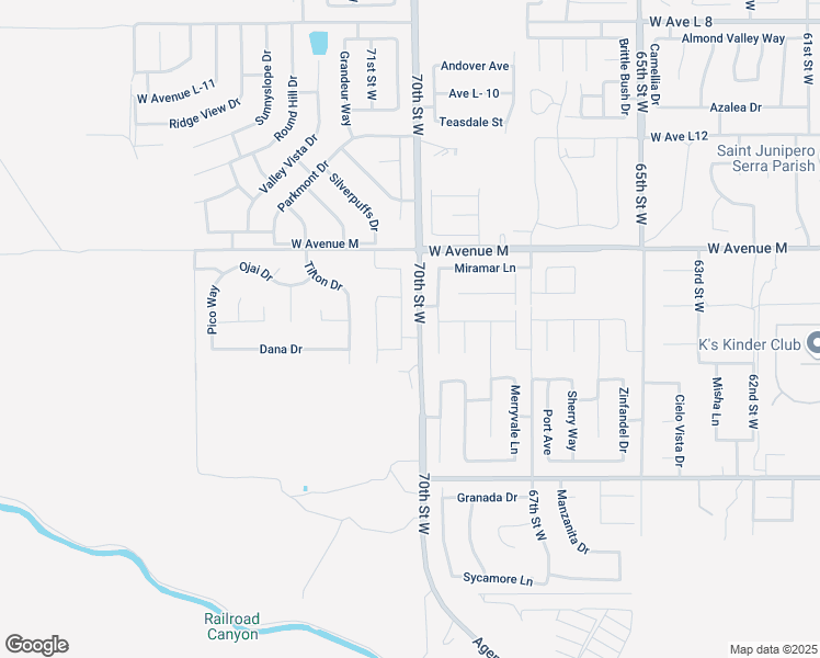 map of restaurants, bars, coffee shops, grocery stores, and more near Sonoma Road in Palmdale