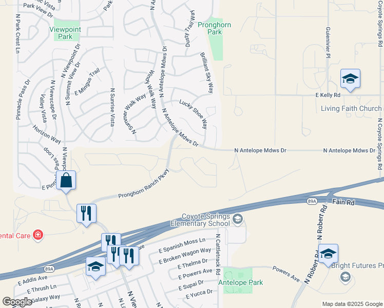 map of restaurants, bars, coffee shops, grocery stores, and more near 7761 East Annabel Way in Prescott Valley