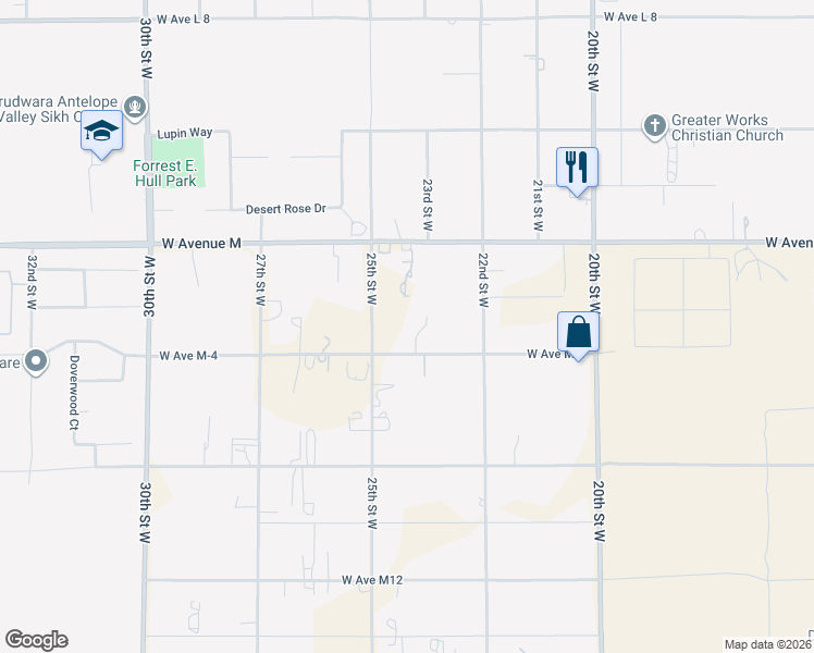 map of restaurants, bars, coffee shops, grocery stores, and more near in Palmdale