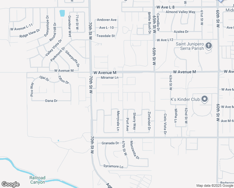 map of restaurants, bars, coffee shops, grocery stores, and more near 41843 Montana Drive in Palmdale