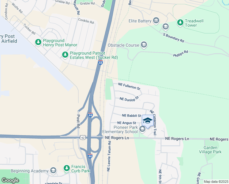 map of restaurants, bars, coffee shops, grocery stores, and more near 101 Northeast English Street in Lawton