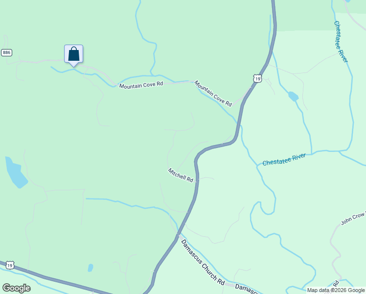 map of restaurants, bars, coffee shops, grocery stores, and more near 1-199 Mitchell Road in Dahlonega