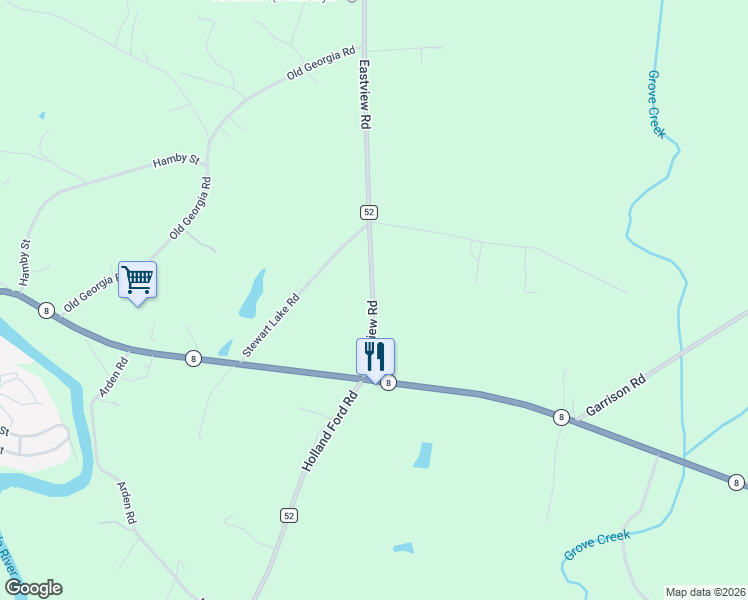 map of restaurants, bars, coffee shops, grocery stores, and more near 133 Eastview Road in Pelzer