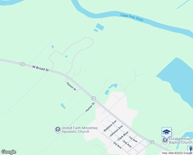 map of restaurants, bars, coffee shops, grocery stores, and more near Wildwood Street in Elizabethtown