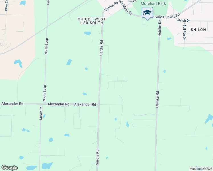 map of restaurants, bars, coffee shops, grocery stores, and more near 11901 Sardis Road in Little Rock