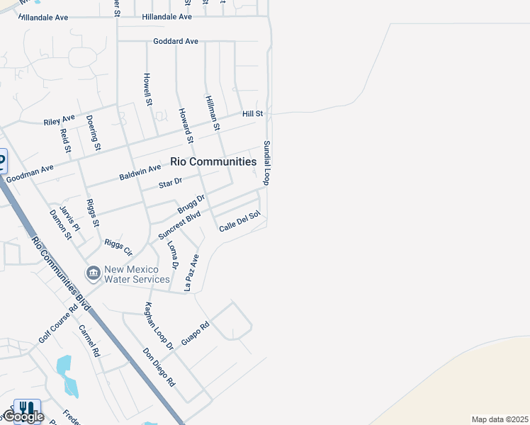 map of restaurants, bars, coffee shops, grocery stores, and more near 438 Calle Del Sol in Belen