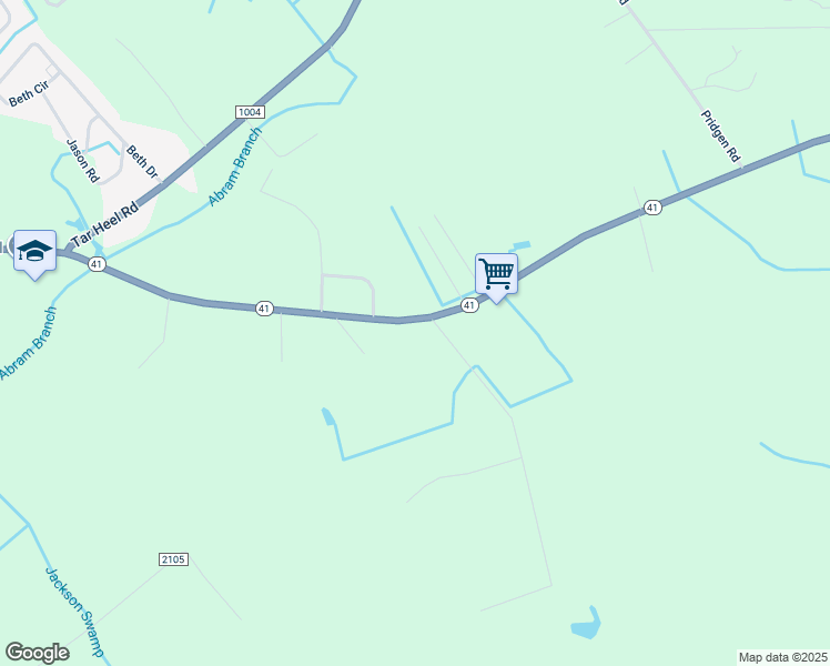 map of restaurants, bars, coffee shops, grocery stores, and more near 10544 North Carolina 41 in Lumberton