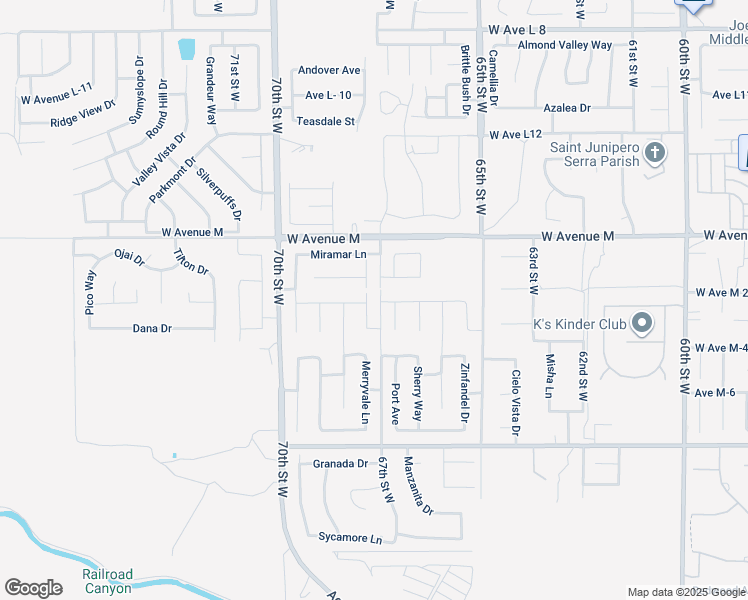 map of restaurants, bars, coffee shops, grocery stores, and more near 41858 Montana Drive in Palmdale