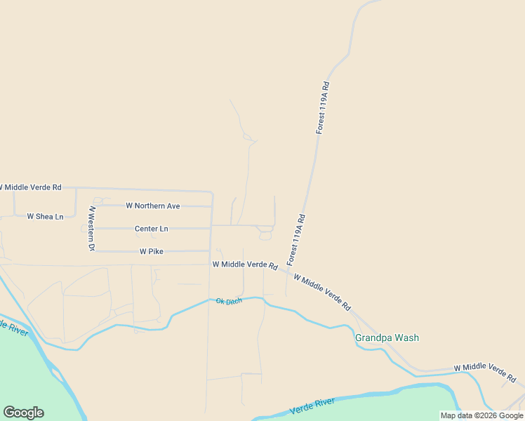 map of restaurants, bars, coffee shops, grocery stores, and more near 3298 Dorset Lane in Camp Verde