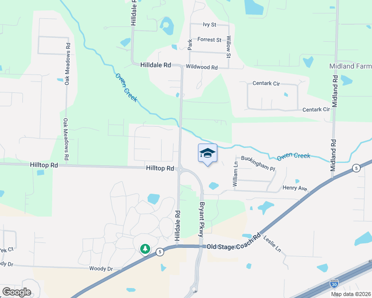 map of restaurants, bars, coffee shops, grocery stores, and more near 800 Hilldale Road in Alexander