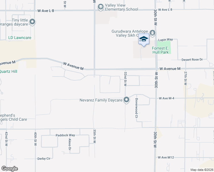 map of restaurants, bars, coffee shops, grocery stores, and more near 41916 Calle Clarita in Lancaster