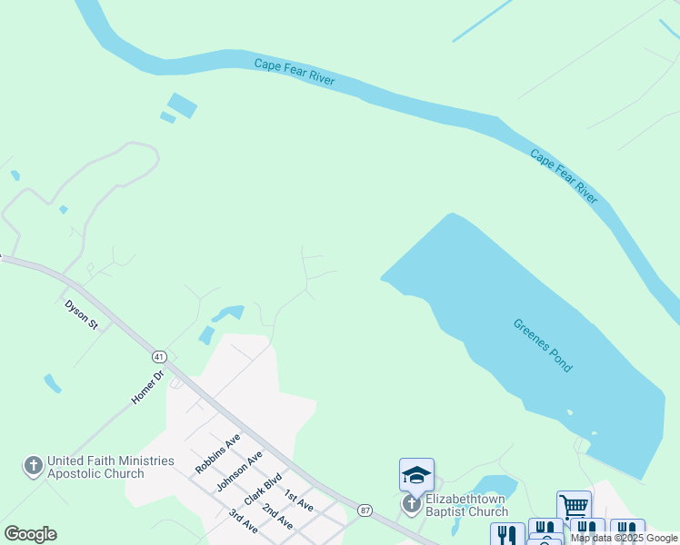 map of restaurants, bars, coffee shops, grocery stores, and more near 2508 Deer Walk Lane in Elizabethtown