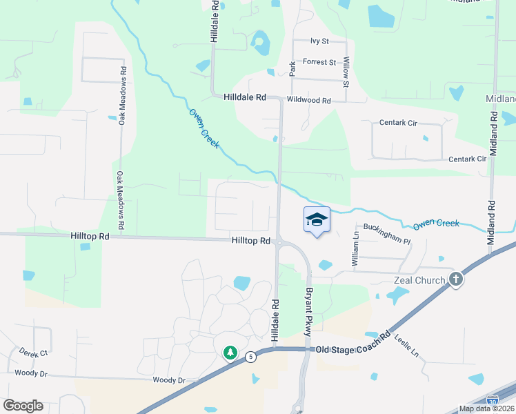 map of restaurants, bars, coffee shops, grocery stores, and more near 5413 Glenn Cove in Bryant