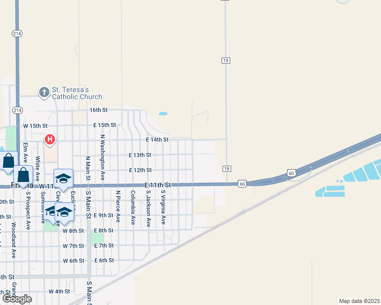 map of restaurants, bars, coffee shops, grocery stores, and more near 1301 North Walnut Avenue in Friona
