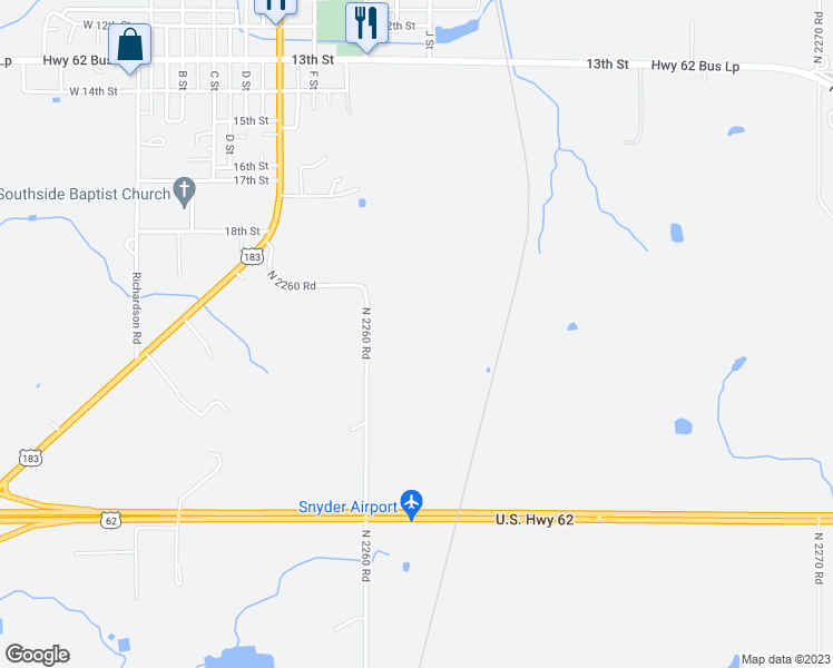 map of restaurants, bars, coffee shops, grocery stores, and more near in Snyder