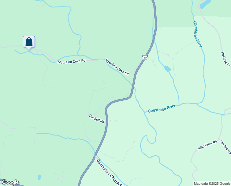 map of restaurants, bars, coffee shops, grocery stores, and more near 250 Pine Road in Dahlonega