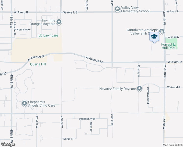map of restaurants, bars, coffee shops, grocery stores, and more near 3636 Camino Hermanos in Lancaster