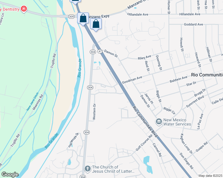 map of restaurants, bars, coffee shops, grocery stores, and more near 522 Rio Communities Boulevard in Belen