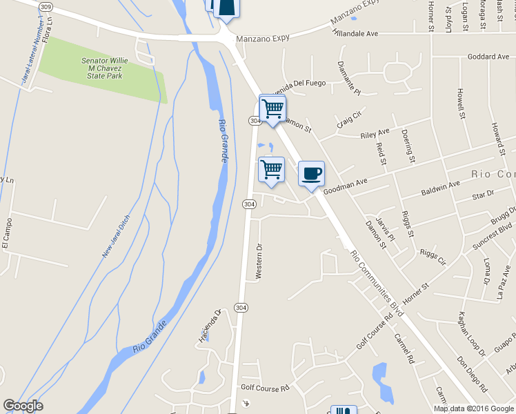 map of restaurants, bars, coffee shops, grocery stores, and more near 75 Hartel Place in Belen