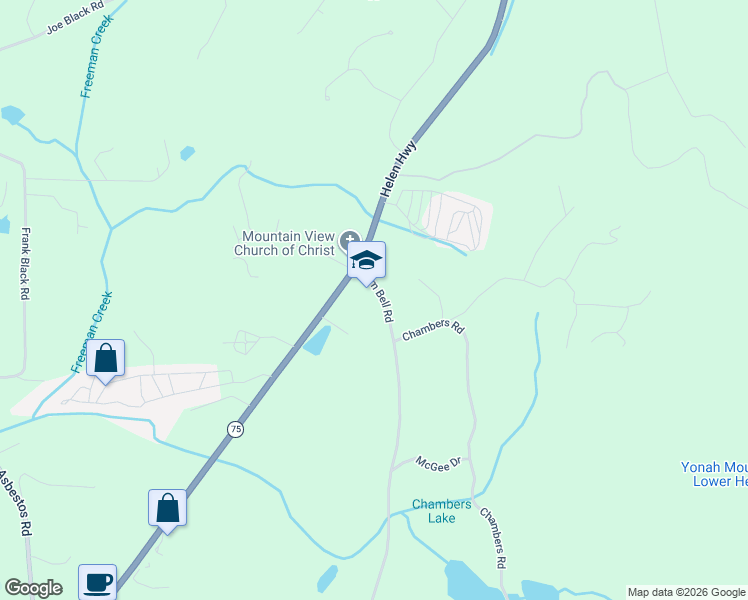 map of restaurants, bars, coffee shops, grocery stores, and more near 1925 Tom Bell Road in Cleveland