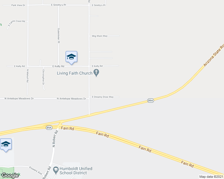 map of restaurants, bars, coffee shops, grocery stores, and more near 8920 East Dreamy Draw Way in Prescott Valley