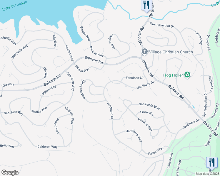 map of restaurants, bars, coffee shops, grocery stores, and more near 7 Zaragoza Lane in Hot Springs