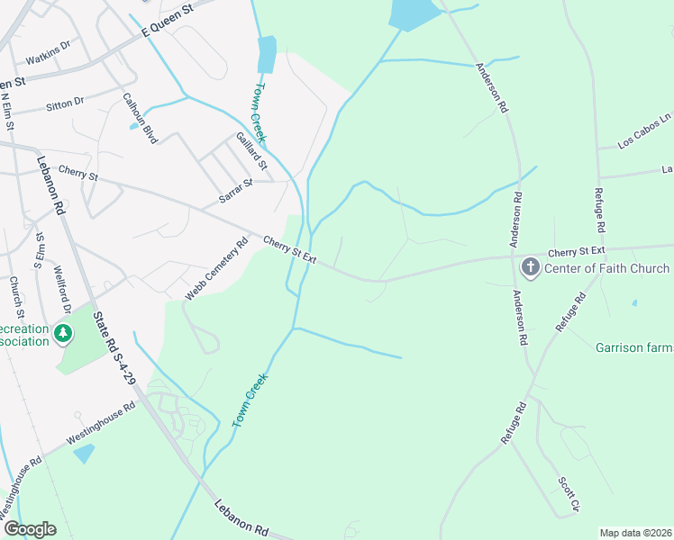 map of restaurants, bars, coffee shops, grocery stores, and more near Cherry Street Extension in Pendleton
