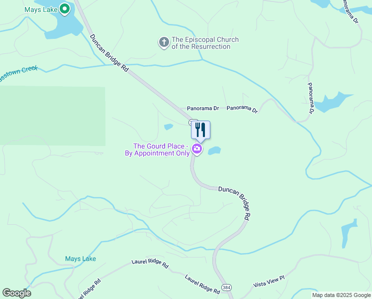 map of restaurants, bars, coffee shops, grocery stores, and more near 24 Primrose Drive in Sautee Nacoochee