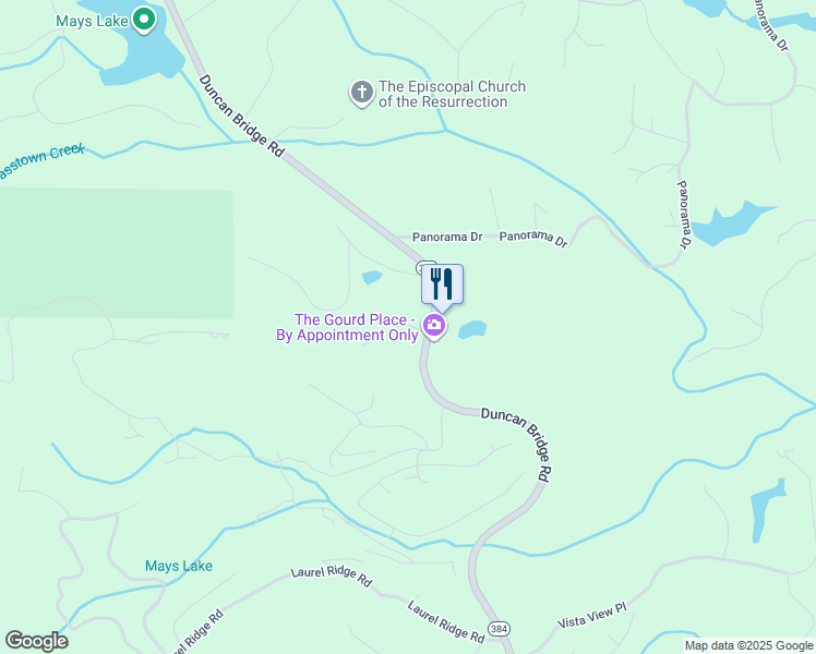 map of restaurants, bars, coffee shops, grocery stores, and more near 24 Primrose Drive in Sautee Nacoochee