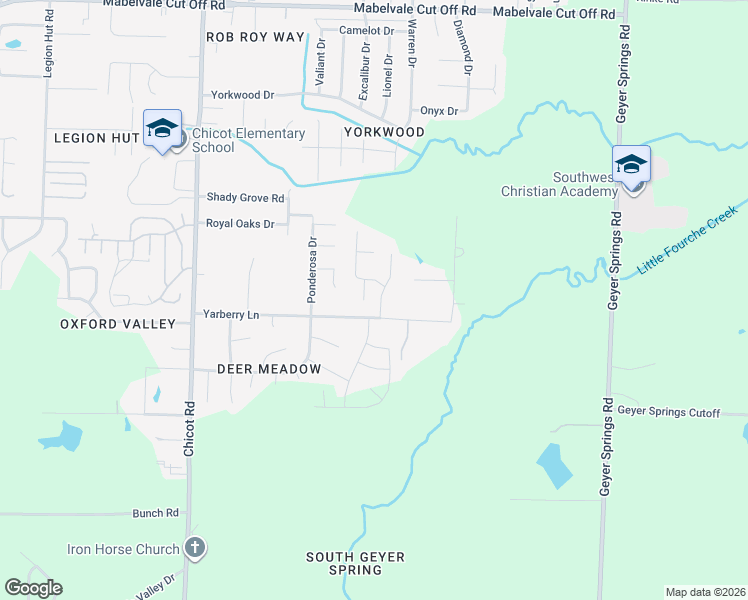 map of restaurants, bars, coffee shops, grocery stores, and more near 6924 Yarberry Lane in Little Rock