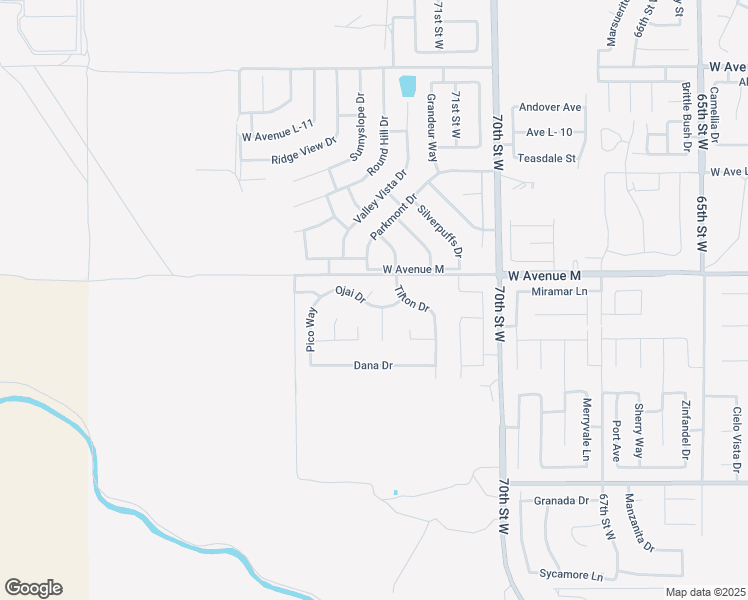 map of restaurants, bars, coffee shops, grocery stores, and more near 7237 Ojai Drive in Palmdale