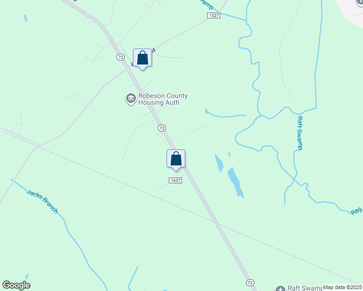 map of restaurants, bars, coffee shops, grocery stores, and more near 2066 North Carolina Highway 72 in Lumberton