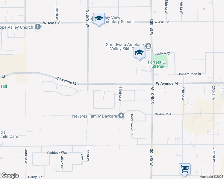 map of restaurants, bars, coffee shops, grocery stores, and more near Camino Hermanos in Lancaster