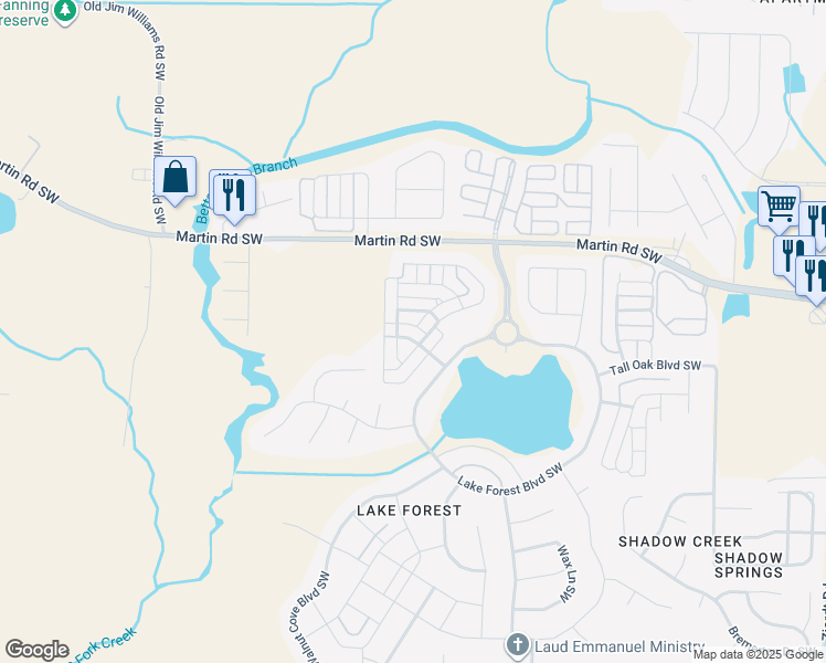 map of restaurants, bars, coffee shops, grocery stores, and more near 10 Sudworth Drive Southwest in Huntsville