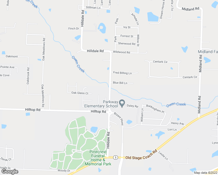map of restaurants, bars, coffee shops, grocery stores, and more near 3713 Hilldale Road in Alexander