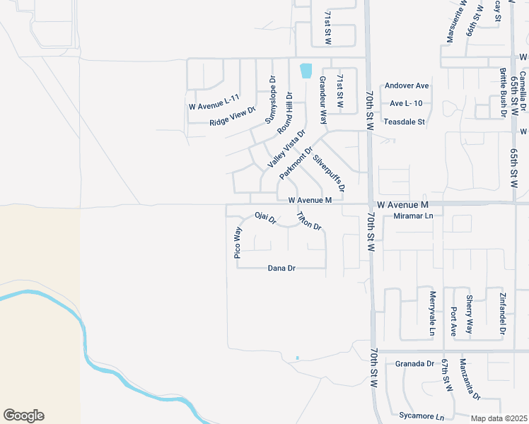 map of restaurants, bars, coffee shops, grocery stores, and more near 7273 Ojai Drive in Palmdale