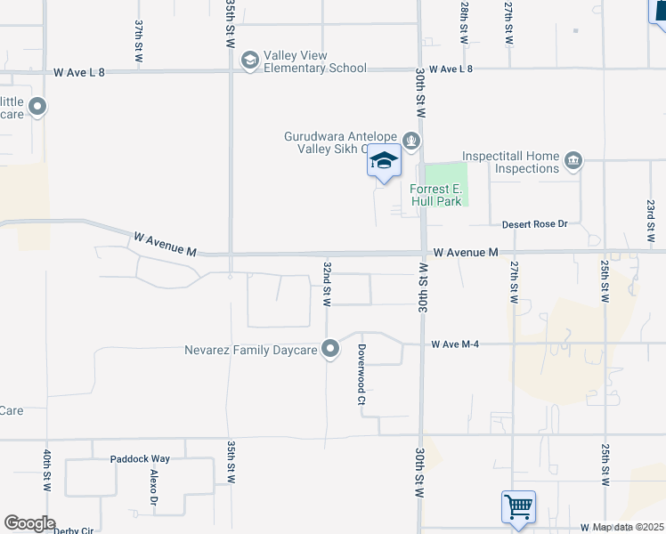 map of restaurants, bars, coffee shops, grocery stores, and more near 3165 Camino Hermanos in Lancaster