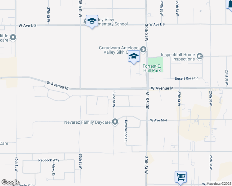 map of restaurants, bars, coffee shops, grocery stores, and more near 3165 Camino Hermanos in Lancaster