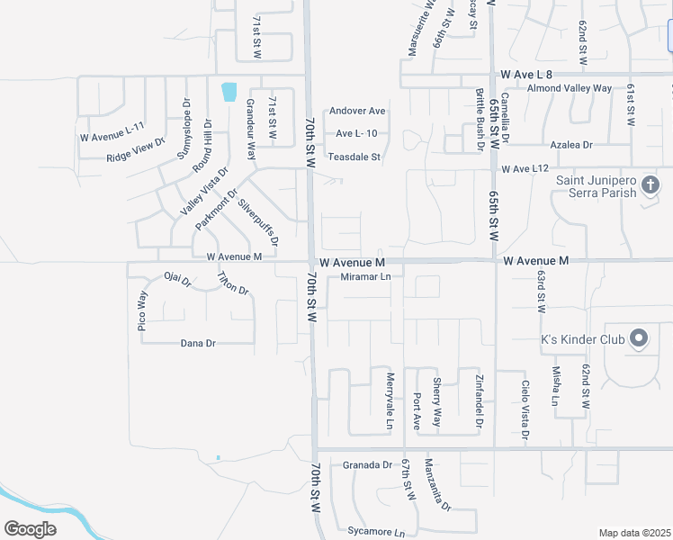 map of restaurants, bars, coffee shops, grocery stores, and more near 6719 Miramar Lane in Palmdale