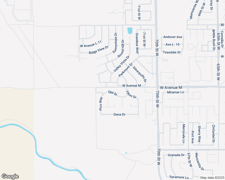 map of restaurants, bars, coffee shops, grocery stores, and more near 7273 Ojai Drive in Palmdale