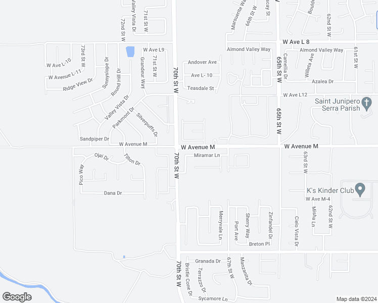 map of restaurants, bars, coffee shops, grocery stores, and more near 6905 Miramar Lane in Palmdale