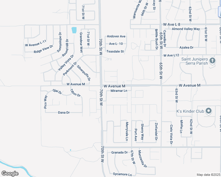 map of restaurants, bars, coffee shops, grocery stores, and more near 6905 Miramar Lane in Palmdale