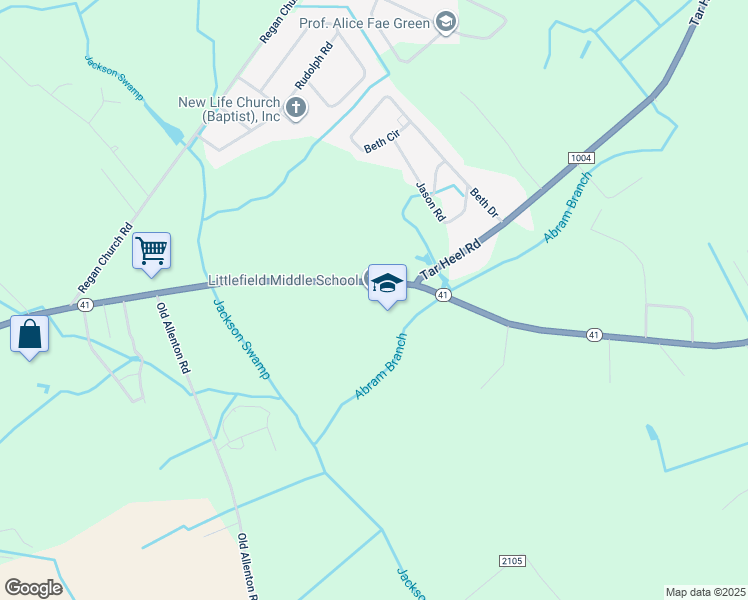 map of restaurants, bars, coffee shops, grocery stores, and more near 9674 North Carolina 41 in Lumberton